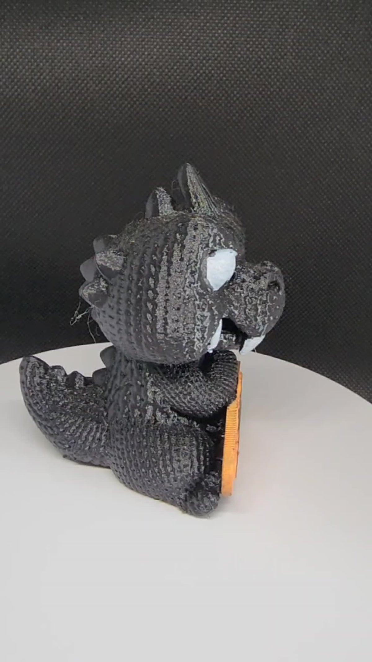 Custom Grumpy Dino 3D printed keychain or desk decor - view 2