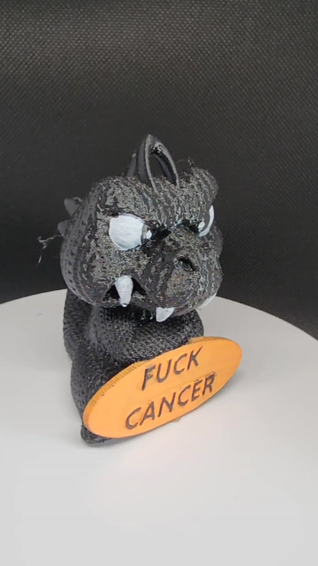 Custom Grumpy Dino 3D printed keychain or desk decor - view 3