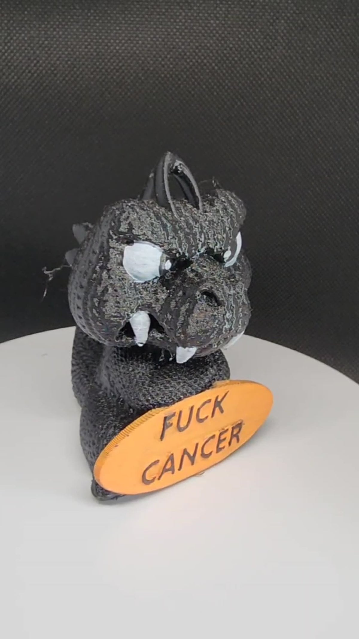Custom Grumpy Dino 3D printed keychain or desk decor - view 3
