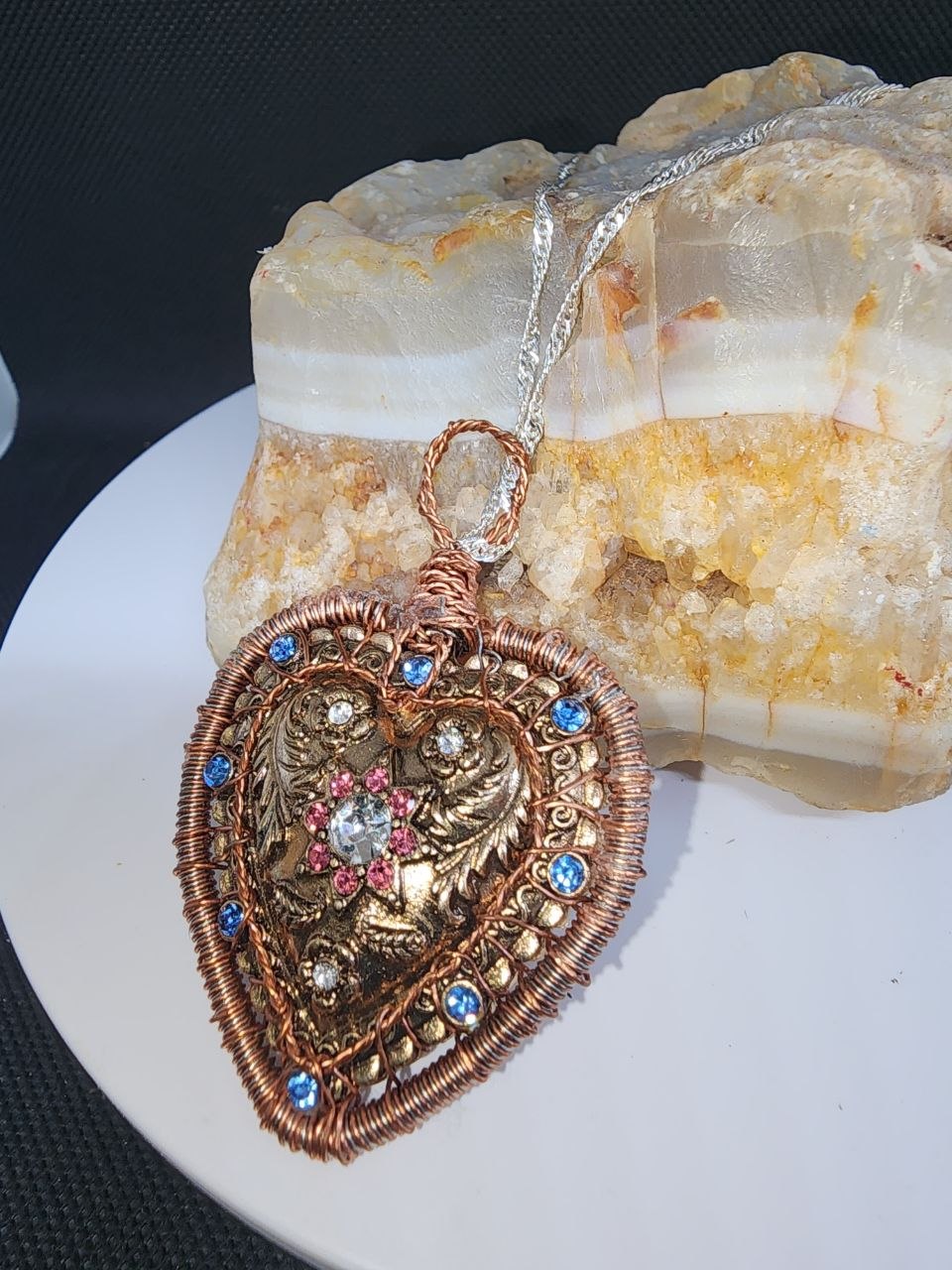 Heart Necklace - Copper, Stainless & 925 Sterling