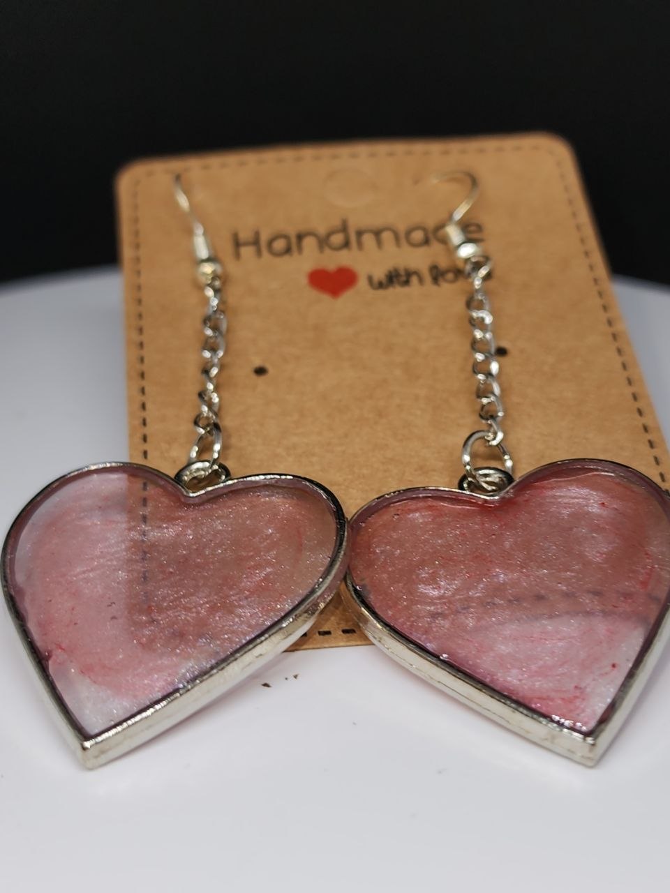 Resin-Filled Heart Earrings