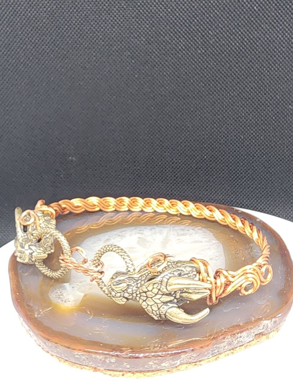 Wire-Wrapped Cabochon Dragon Bracelet